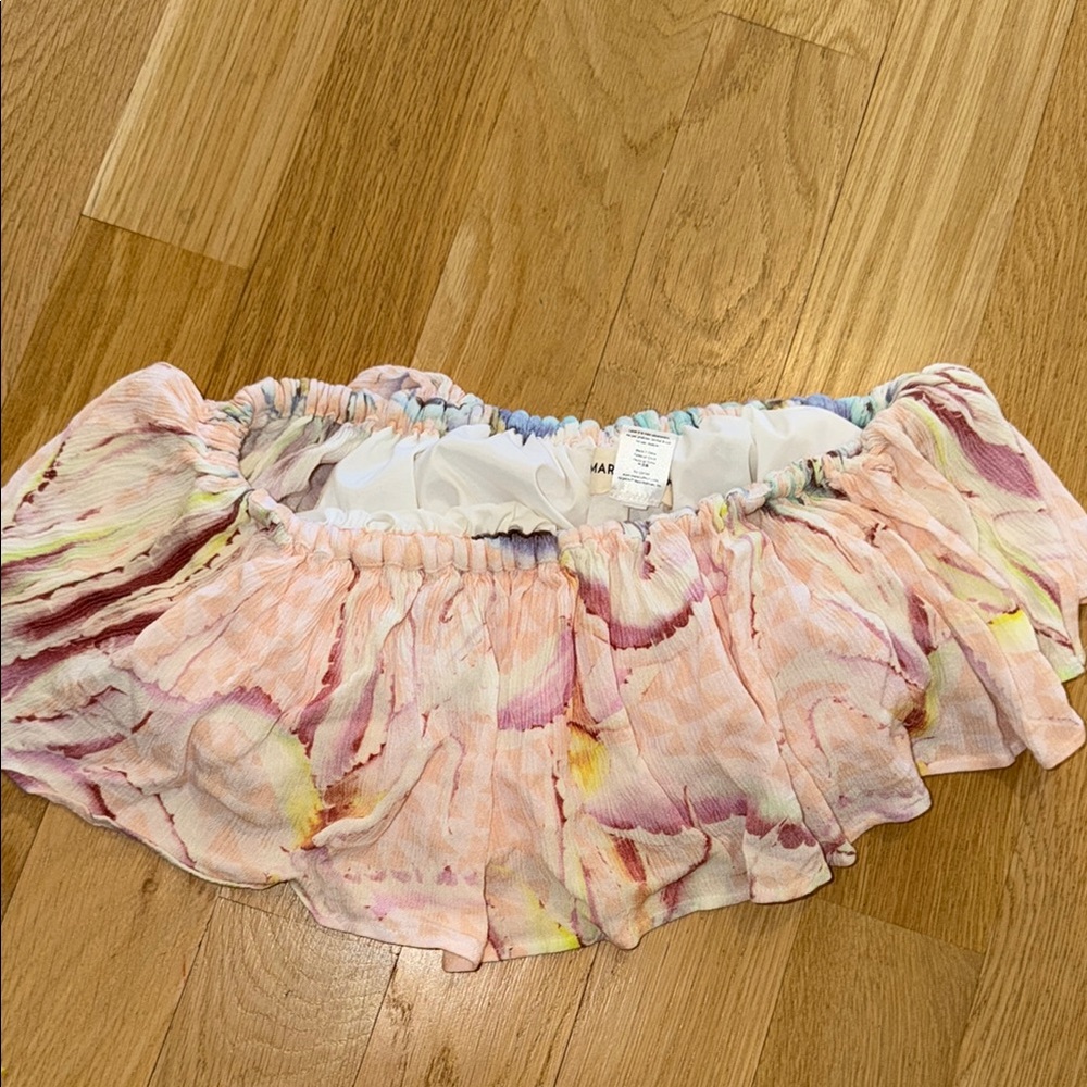 Marina Pink Watercolor Off-Shoulder Ruffle Top